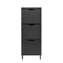Sobuy Fsr177-H-Sch, Narrow Shoe Rack With 3 Flip Drawers Slim Wooden Shoe Storage Cupboard,black,w50.5Xd19Xh129.5