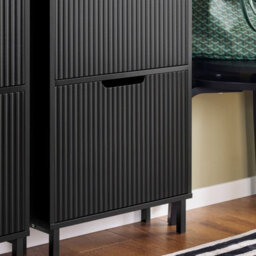 Sobuy Fsr177-H-Sch, Narrow Shoe Rack With 3 Flip Drawers Slim Wooden Shoe Storage Cupboard,black,w50.5Xd19Xh129.5 - thumbnail 5