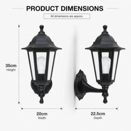 Shopnbits Outdoor Wall Lantern Light Waterproof  Traditional Garden Patio Wall Light Black - thumbnail 2