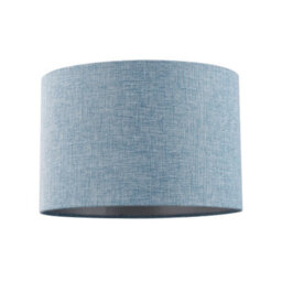Happy Homewares Contemporary And Sleek Blue Nova Plain Linen Fabric Drum Lamp Shade 60W Maximum - thumbnail 1