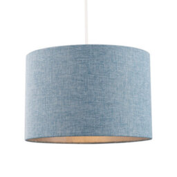 Happy Homewares Contemporary And Sleek Blue Nova Plain Linen Fabric Drum Lamp Shade 60W Maximum - thumbnail 2