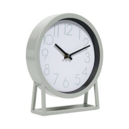 Deenz Mantel Clock Soft Sage Green Finish Compact Round Design Built-In Stand Classic Tabletop Analogue Display Timepiece 23X20 Cm - thumbnail 2