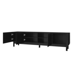 Btm Lowboard, Tv Cabinet With Curved, Wave-Shaped Doors, Shelves, And Tv Stand With Stabilizing Legs - thumbnail 8