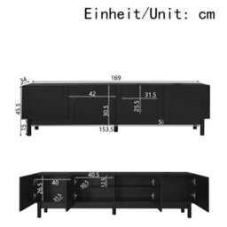 Btm Lowboard, Tv Cabinet With Curved, Wave-Shaped Doors, Shelves, And Tv Stand With Stabilizing Legs - thumbnail 5