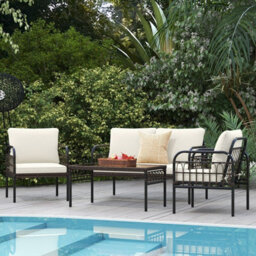 Gainoom 4 Pcs Patio Furniture Set Outdoor Wicker Conversation Bistro Set With Cushions - thumbnail 4