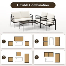 Gainoom 4 Pcs Patio Furniture Set Outdoor Wicker Conversation Bistro Set With Cushions - thumbnail 7