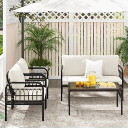 Gainoom 4 Pcs Patio Furniture Set Outdoor Wicker Conversation Bistro Set With Cushions - thumbnail 5