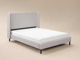 Solace+Co Jovanna Striped Bed Frame With Winged Headboard Woven Fabric Brown Kingsize - thumbnail 5