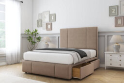 "Comfort Arya Mink Plush Divan Bed Set 2 Drawers Right Side - 54"" Floor Standing & 12"" Footboard 4'6 Double" - thumbnail 2