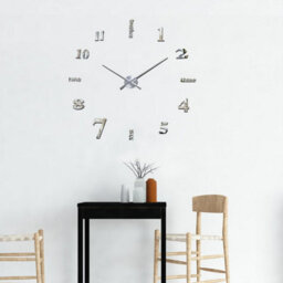 Walplus Silver Frameless 3D Giant Wall Clock - Stick-On Wall Clock For Modern Decor -  Acrylic Arabic And English Numbers - thumbnail 5