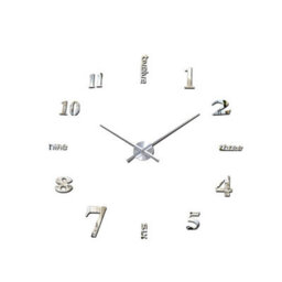 Walplus Silver Frameless 3D Giant Wall Clock - Stick-On Wall Clock For Modern Decor -  Acrylic Arabic And English Numbers - thumbnail 2