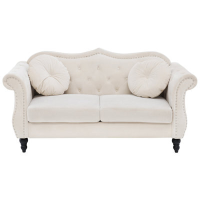 Beliani Sofa 2 Seater Skien Velvet Light Beige - image 1