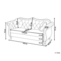 Beliani Sofa 2 Seater Skien Velvet Light Beige - thumbnail 3