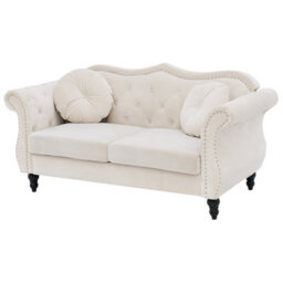 Beliani Sofa 2 Seater Skien Velvet Light Beige - thumbnail 4