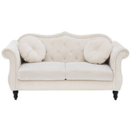 Beliani Sofa 2 Seater Skien Velvet Light Beige - thumbnail 1