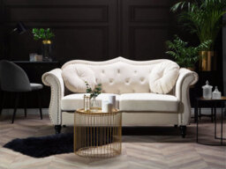 Beliani Sofa 2 Seater Skien Velvet Light Beige - thumbnail 2