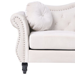 Beliani Sofa 2 Seater Skien Velvet Light Beige - thumbnail 7