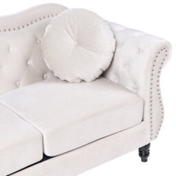 Beliani Sofa 2 Seater Skien Velvet Light Beige - thumbnail 8