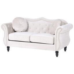 Beliani Sofa 2 Seater Skien Velvet Light Beige - thumbnail 5