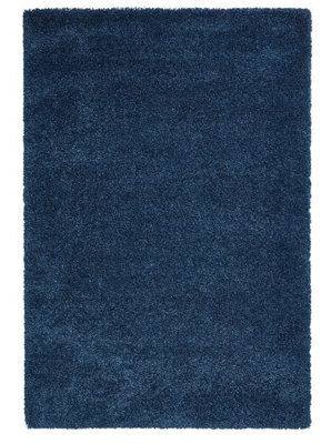 Dark Blue Plain Shaggy Rug, Stain-Resistant Rug, Modern Rug For Bedroom, Living Room, & Dining Room-120Cm X 170Cm - image 1