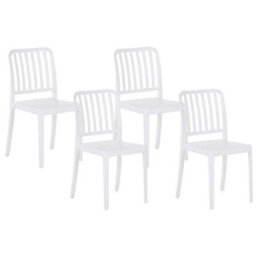 Beliani Set Of 4 Garden Chairs Sersale Synthetic Material White - thumbnail 1