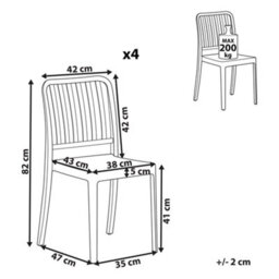 Beliani Set Of 4 Garden Chairs Sersale Synthetic Material White - thumbnail 3