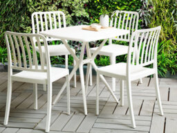 Beliani Set Of 4 Garden Chairs Sersale Synthetic Material White - thumbnail 2