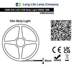 Long Life Lamps Company Cool White Led Tape Strip Light 10 Metres 24V Continuous Cob Illumination Ip20 With Driver - thumbnail 2