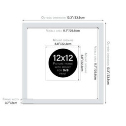 "12X12"" Light Grey Picture Frame - 12X12"" Square Frame With 9X9"" Mount For 12X12""/9X9"" Pictures Moderrn Style Thin Edge, 1 Pack" - thumbnail 2