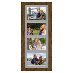 AK Frames 50X20Cm Dark Oak Modern Multi Photo Frame With Silver Mount - Holds 4 Apertures (4X) 6X4 Photos