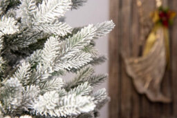Shatchi 6Ft Frosted Snow Flocked Green Oregon Pine Tips Bushy Artificial Christmas Tree Festive Decorations - thumbnail 3