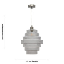 First Choice Lighting Set Of 2 Benson - Tier Large Glass Satin Nickel Ceiling Pendant Light - thumbnail 6