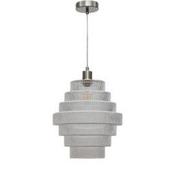 First Choice Lighting Set Of 2 Benson - Tier Large Glass Satin Nickel Ceiling Pendant Light - thumbnail 2