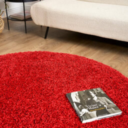 Bravich Bright Red Thick Shaggy Circle Rug - California - 150Cm - thumbnail 5