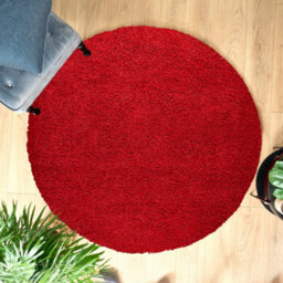 Bravich Bright Red Thick Shaggy Circle Rug - California - 150Cm - thumbnail 2