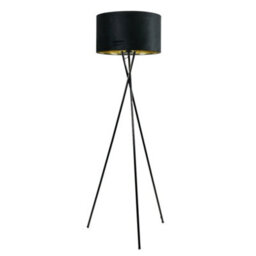 Valuelights Camden Black Tripod Floor Lamp With Velvet/gold Shade - thumbnail 3