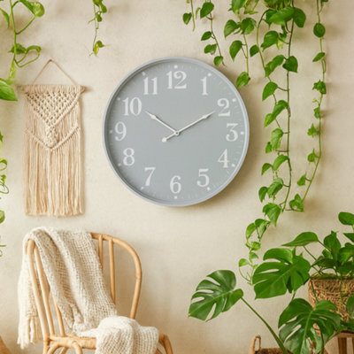 Wyld Haus Grey Minimalist 490mm Metal Wall Clock With White Numerals - image 1