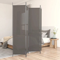Walplus 4-Panel Room Divider Anthracite 200X220 Cm Fabric