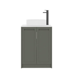 Royal Bathrooms Royal Bathroom Elmore 600mm Matt Green Freestanding Bathroom Vanity Unit 2 Door With Plain White Worktop & No Basin - thumbnail 7
