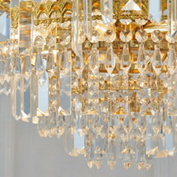 Hanging Ceiling Pendant Light Gold & Glass 9 Light Chandelier Lamp Bulb Fitting - thumbnail 5