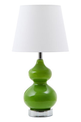 Orsina Light Green Glass Table Lamp With Chrome Base, Chrome Trim Round Table Lamp, Contemporary Glass Lighting - image 1