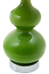 Orsina Light Green Glass Table Lamp With Chrome Base, Chrome Trim Round Table Lamp, Contemporary Glass Lighting - thumbnail 5