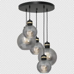 Milagro Omega Black/gold Pendant Lamp 5Xe27 With Elegant Smoked Glass Spheres Quality Matt Black Fittings With Gold Detail - thumbnail 7