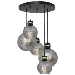 Milagro Omega Black/gold Pendant Lamp 5Xe27 With Elegant Smoked Glass Spheres Quality Matt Black Fittings With Gold Detail - thumbnail 5