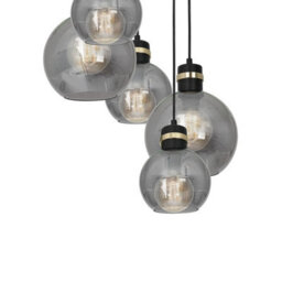 Milagro Omega Black/gold Pendant Lamp 5Xe27 With Elegant Smoked Glass Spheres Quality Matt Black Fittings With Gold Detail - thumbnail 3