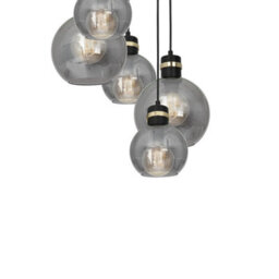 Milagro Omega Black/gold Pendant Lamp 5Xe27 With Elegant Smoked Glass Spheres Quality Matt Black Fittings With Gold Detail - thumbnail 2