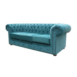 Chesterfield Handmade 3 Seater Sofa Settee Pimlico Petrol Fabric In Classic Style - thumbnail 3