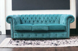 Chesterfield Handmade 3 Seater Sofa Settee Pimlico Petrol Fabric In Classic Style - thumbnail 4