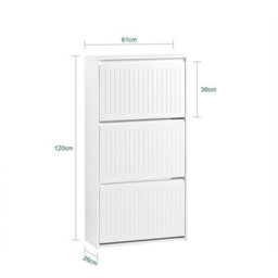 Sobuy Fsr165-H-W, 3 Flip-Drawers Shoe Cabinet Shoe Rack Shoe Storage Cupboard,white,w61Xd26Xh119.5 - thumbnail 3