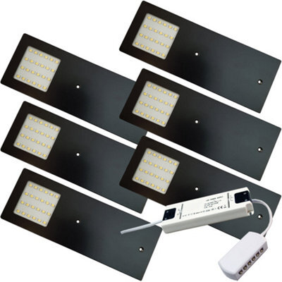 6X Ultra-Slim Matt Black Under Cabinet Kitchen Lights With Driver Kit - Natural White Led Lighting - image 1
